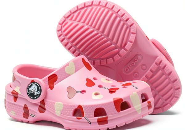 Crocs Pink Heart Multicolor Clogs Shoes for Infant/Toddler-1