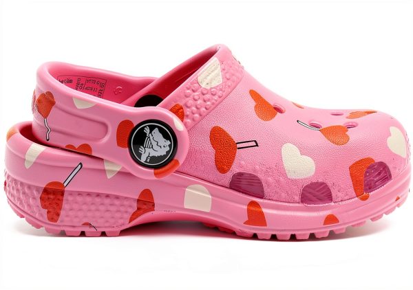 Crocs Pink Heart Infant Toddler Clog Shoes Lightweight Synthetic-2