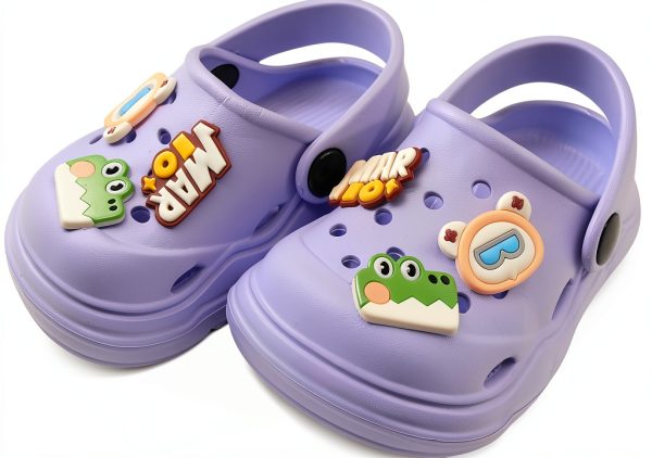 Icosylify Toddler Girls Purple Clog Sandal Adjustable Heel-1