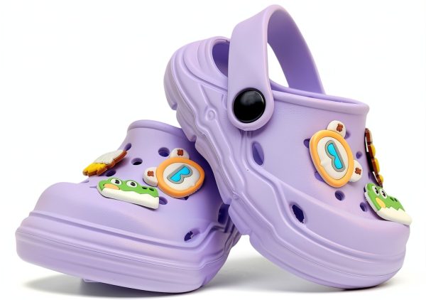 Icosylify Toddler Girls Purple Clog Sandal Adjustable Heel-4