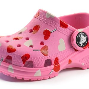 Crocs 7 Toddler Pink Heart Multicolor Clogs Shoes-0