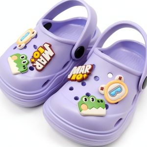 Icosylify Toddler Girls Purple Clog Sandal Adjustable Heel-0