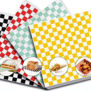 Deli Paper Sheets SUPVIB 100pcs 7x7in 4‑Color Checkered Wax Paper-0