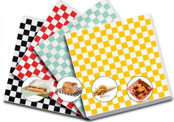 Deli Paper Sheets SUPVIB 100pcs 7x7in 4‑Color Checkered Wax Paper-0